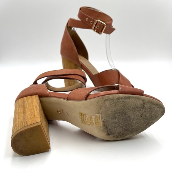 RAYE Leather Lily Wood Heel Ankle Wrap Sandals 7 - Picture 7 of 8